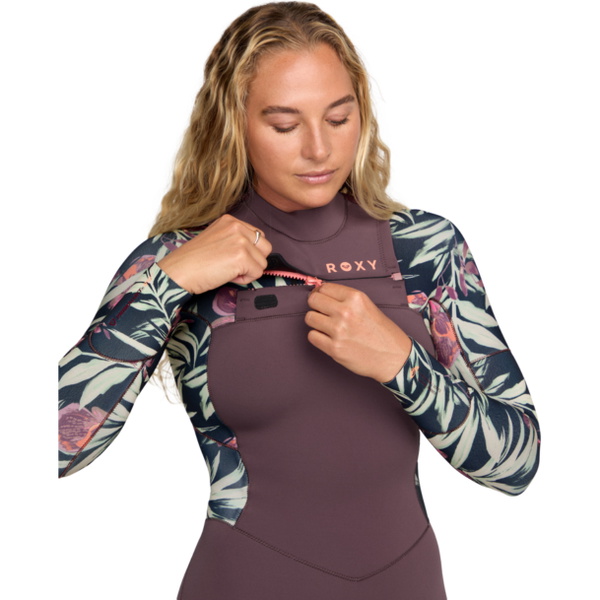 2026 Roxy Womens Swell Natural 3/2mm Chest Zip Wetsuit 26BW213508 - Black Multi